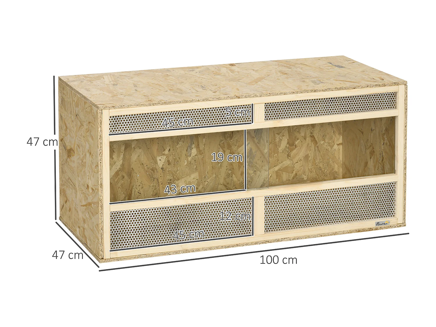 Terrarium - vivarium reptiles - 2 portes coulissantes verre trempé - parois frontales maillées - métal OSB