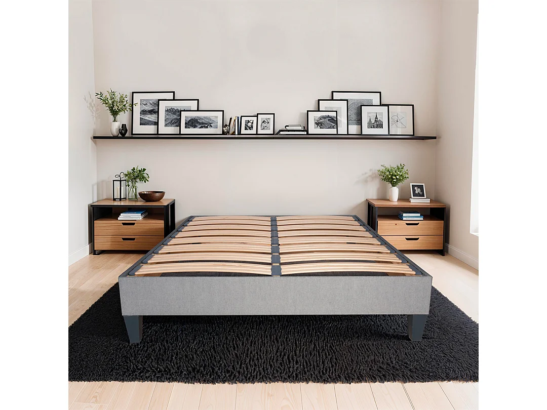 OLYMPE LITERIE | Sommier à lattes en bois ERGOSTAR 120x190 cm | Coloris Gris clair | Livré en kit