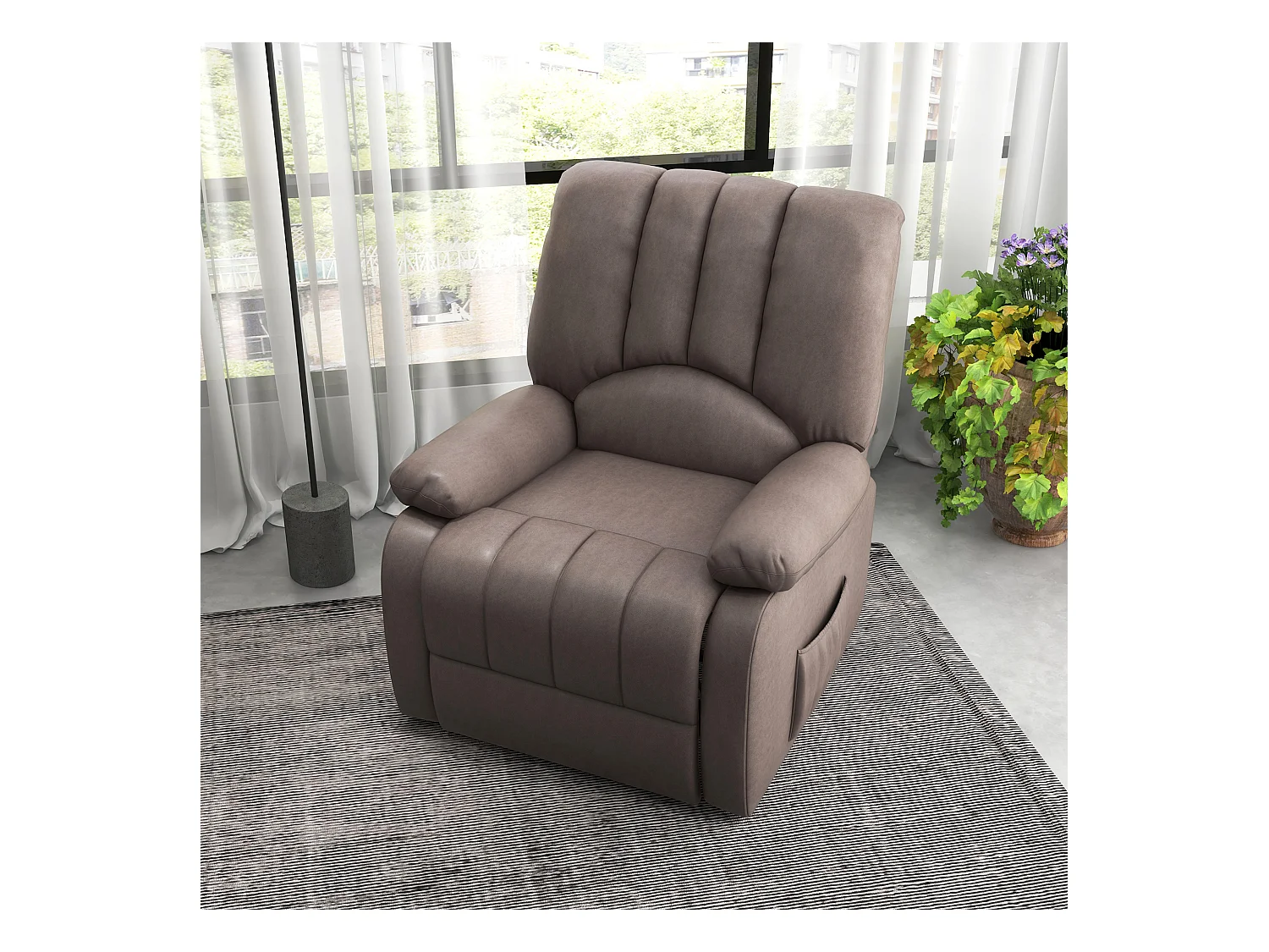 Fauteuil de relaxation électrique - fauteuil releveur inclinable - repose-pied ajustable - microfibre polyester gris