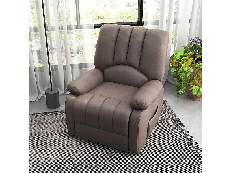 Fauteuil de relaxation électrique - fauteuil releveur inclinable - repose-pied ajustable - microfibre polyester gris