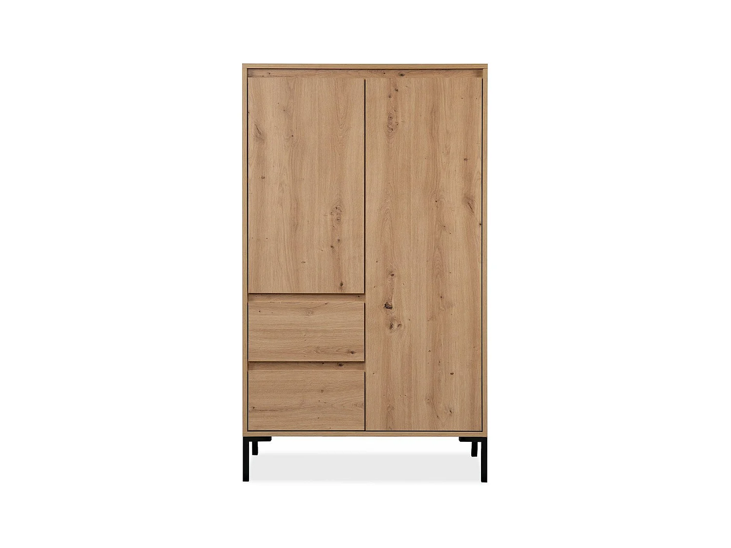 Buffet Haut 2 Portes 2 Tiroirs et 2 Étagères H139 cm - PLOCK