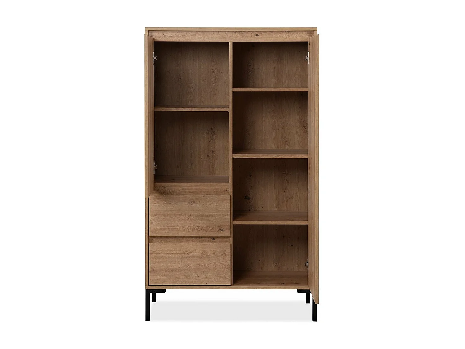 Hoge Buffetkast 2 Deuren 2 Laden en 2 Planken H139 cm - Plock