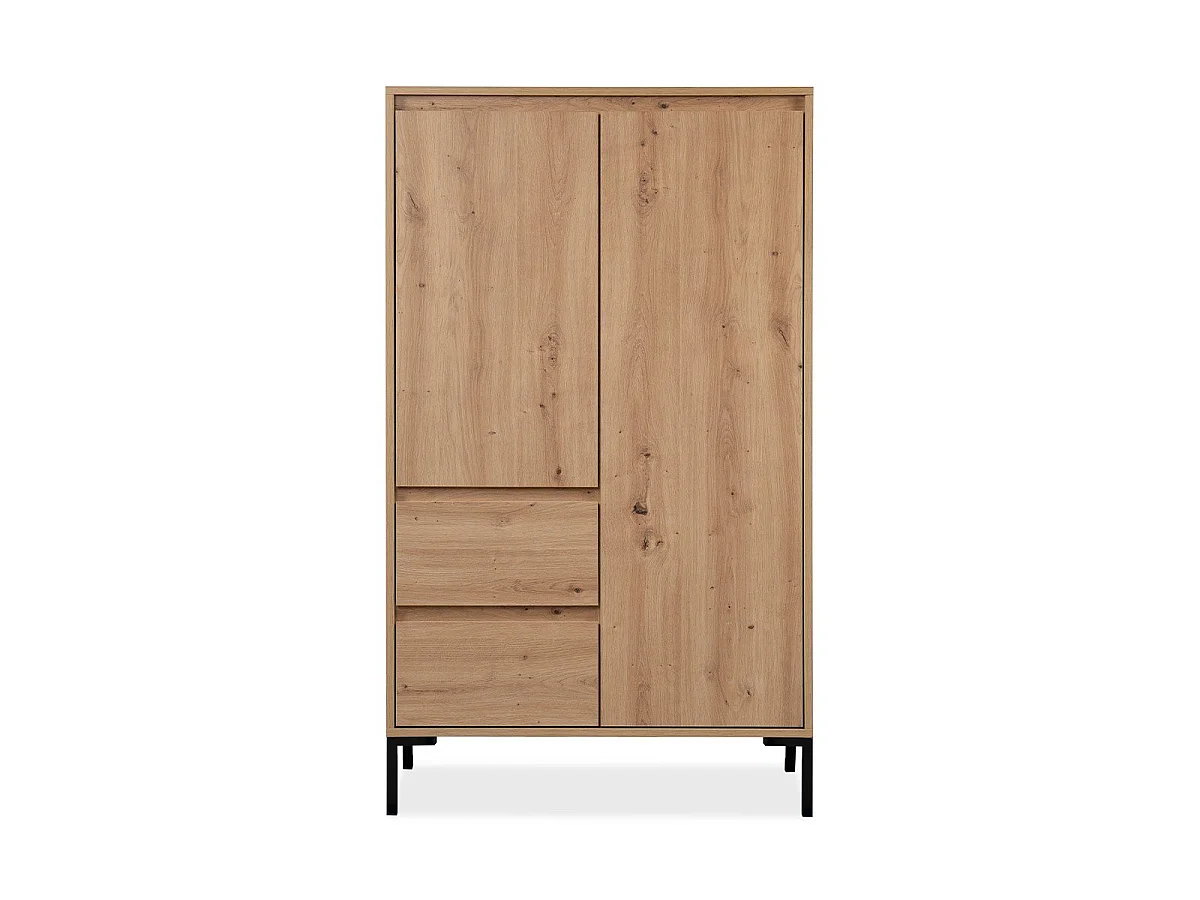 Buffet Haut 2 Portes 2 Tiroirs et 2 Étagères H139 cm - PLOCK