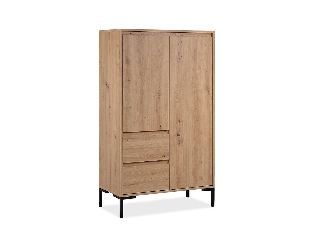 Buffet Haut 2 Portes 2 Tiroirs et 2 Étagères H139 cm - PLOCK