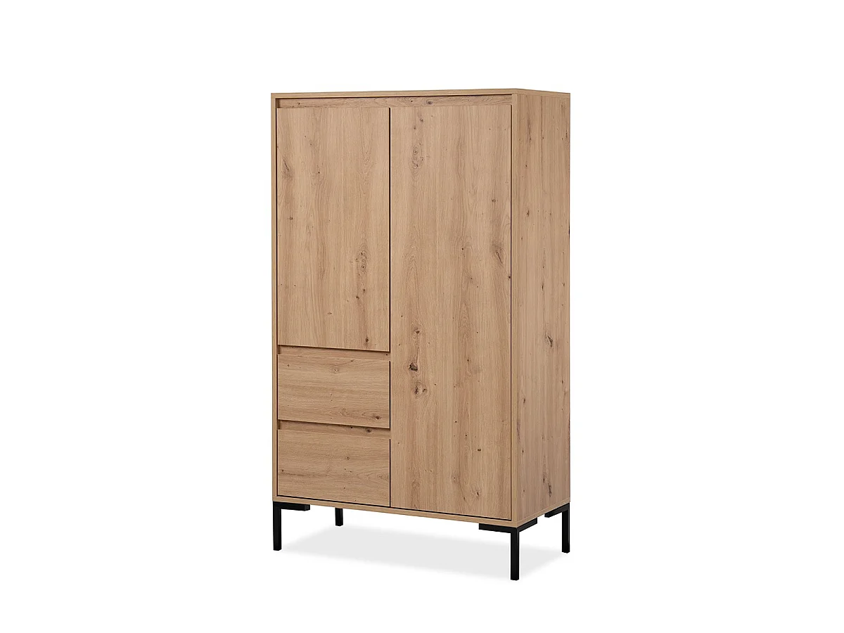 Buffet Haut 2 Portes 2 Tiroirs et 2 Étagères H139 cm - PLOCK