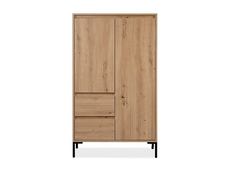 Buffet Haut 2 Portes 2 Tiroirs et 2 Étagères H139 cm - PLOCK