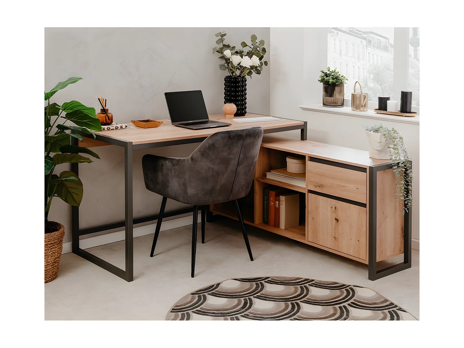 Bureau d'Angle Modulable Décor Chêne L139 cm - Prague