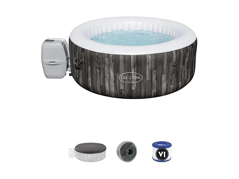 Spa gonflable rond Lay-Z-Spa Bahamas Airjet motif bois 2 a 4 personnes, 180 x 66 cm