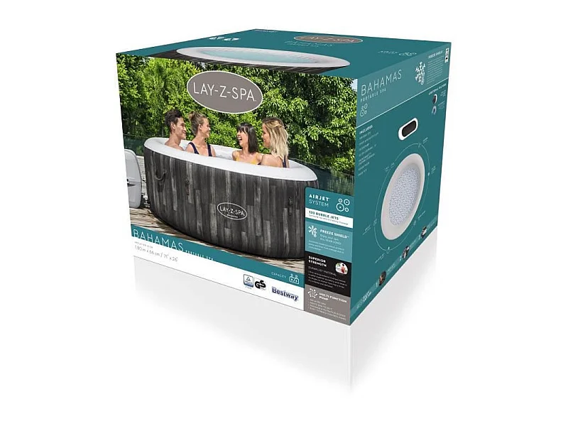 Spa gonflable rond Lay-Z-Spa Bahamas Airjet motif bois 2 a 4 personnes, 180 x 66 cm
