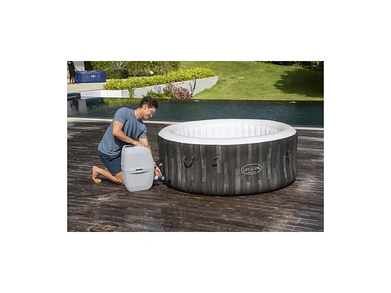 Spa gonflable rond Lay-Z-Spa Bahamas Airjet motif bois 2 a 4 personnes, 180 x 66 cm