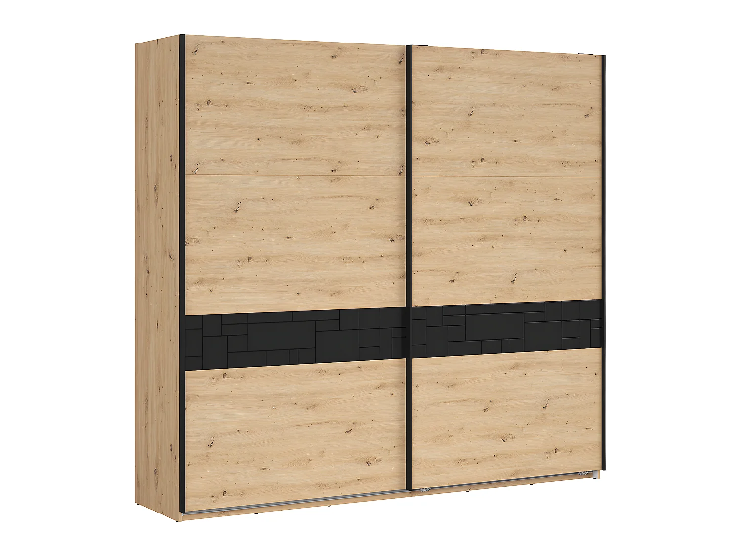 Armoire 2 portes coulissantes Elijah Bois et Noir