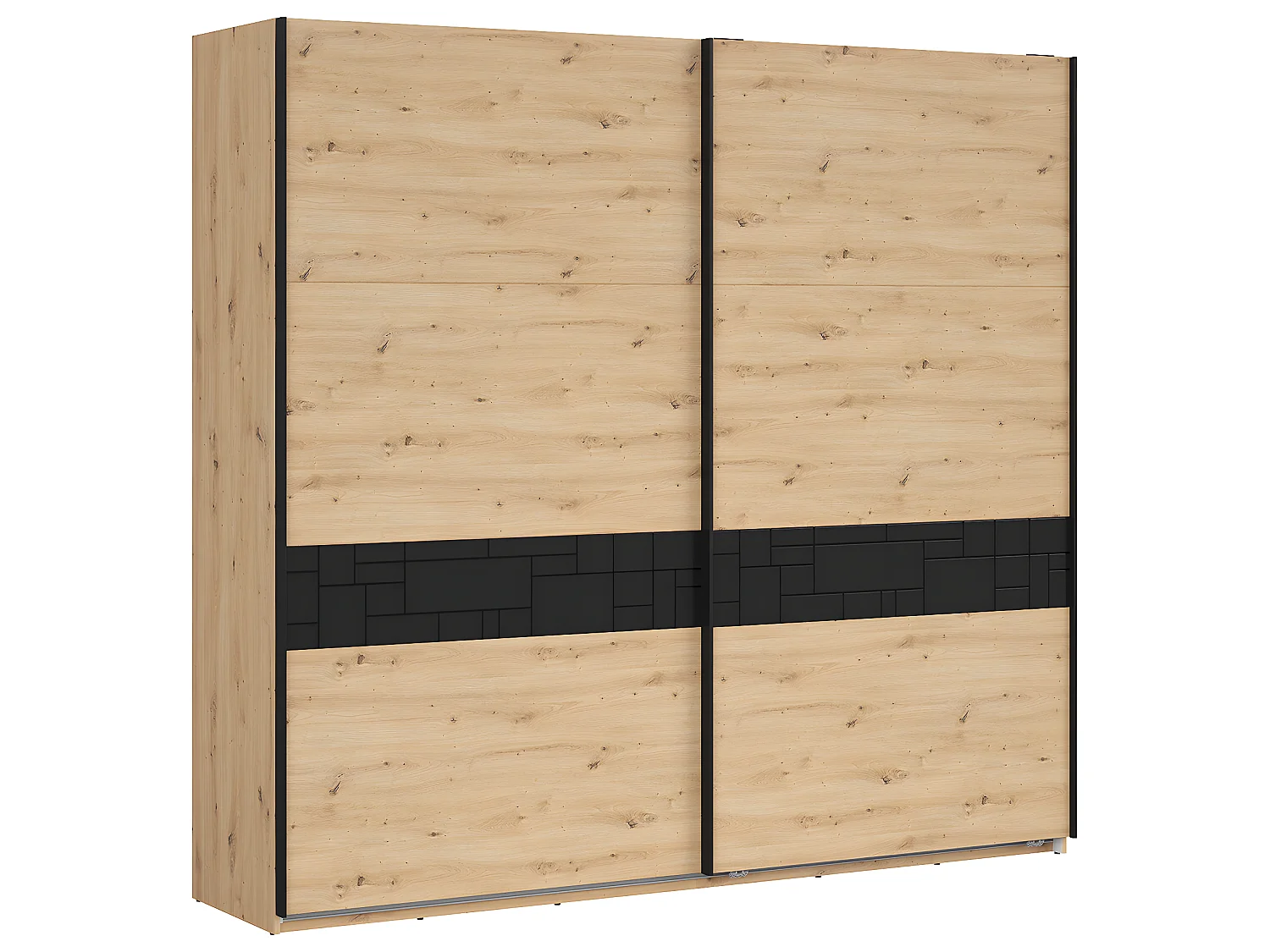 Armoire 2 portes coulissantes Elijah Bois et Noir