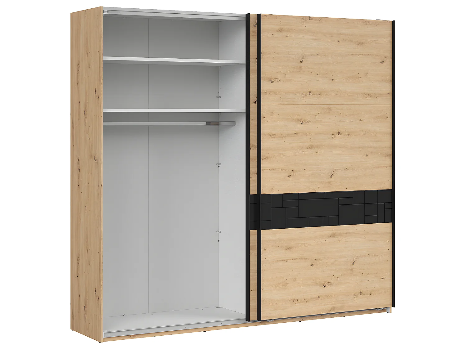 Armoire 2 portes coulissantes Elijah Bois et Noir