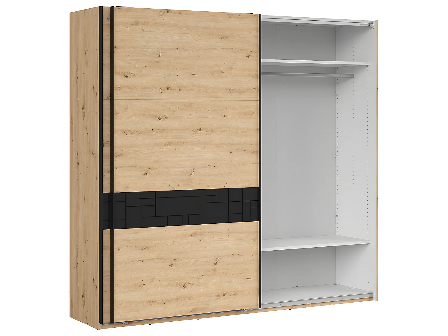 Armoire 2 portes coulissantes Elijah Bois et Noir