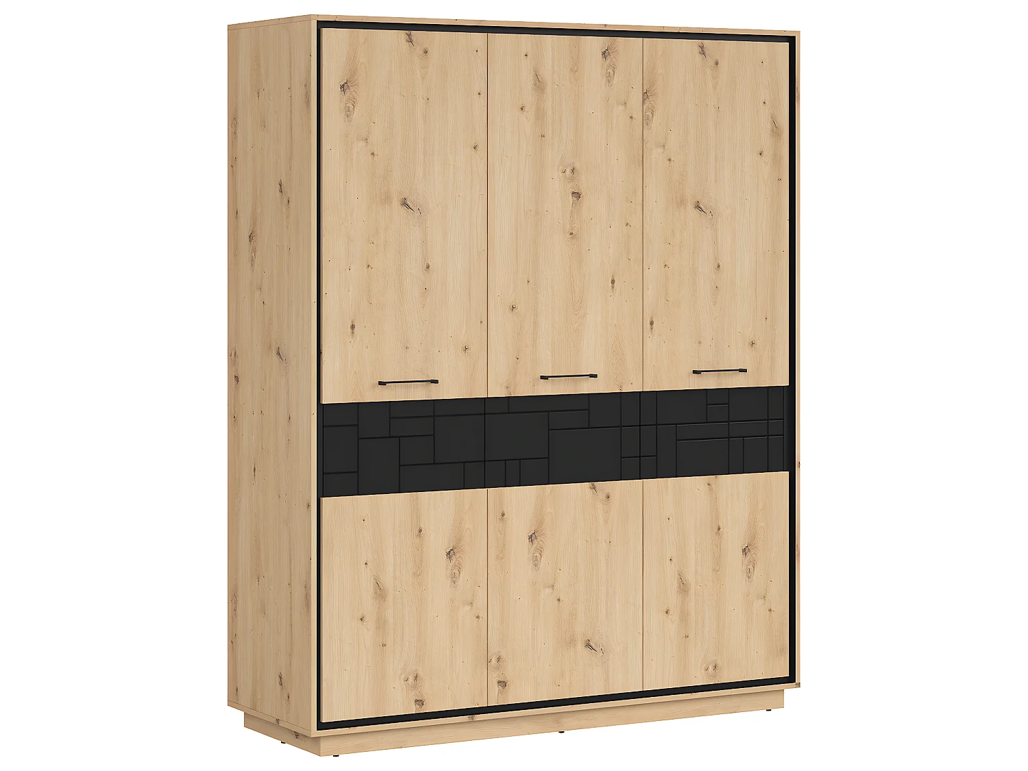 Armoire 3 portes Elijah Bois et Noir