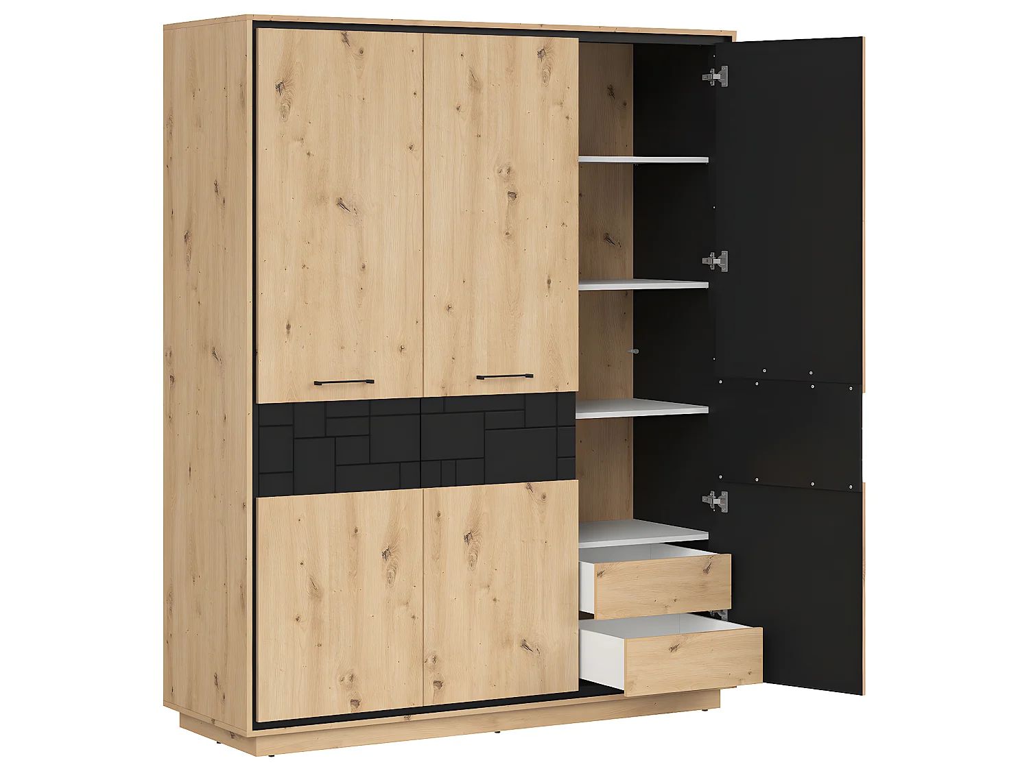 Armoire 3 portes Elijah Bois et Noir