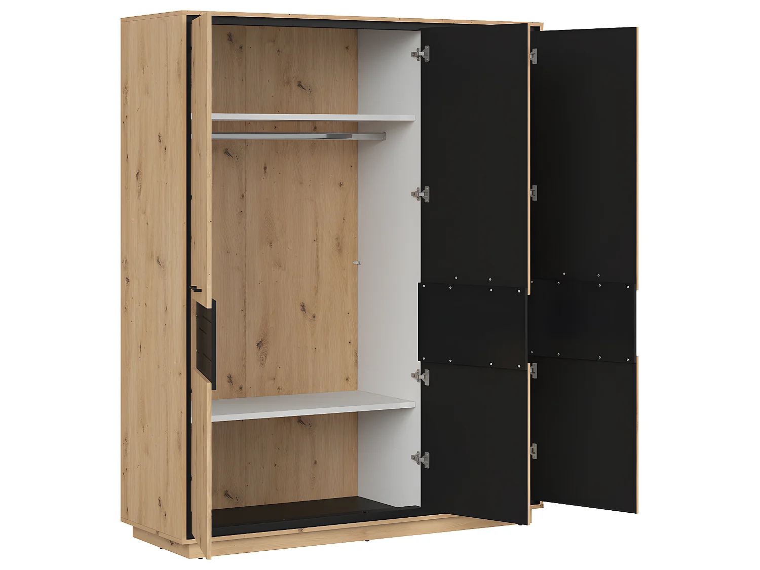 Armoire 3 portes Elijah Bois et Noir