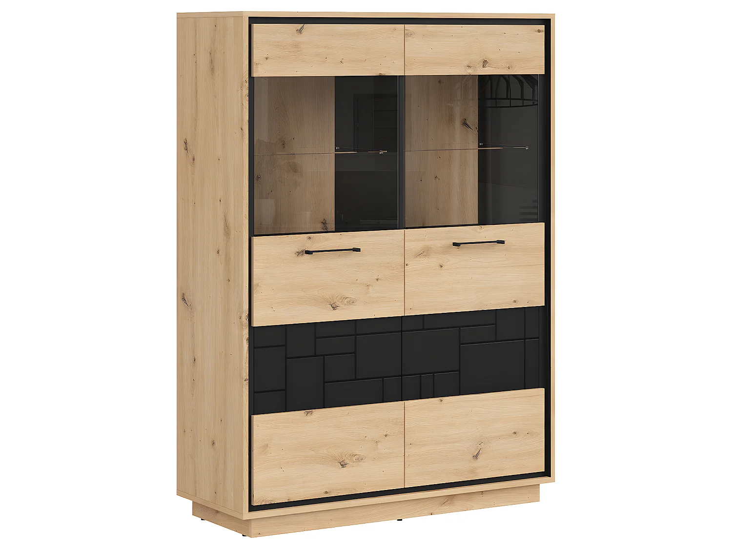 Elijah 2-türiges Geschirrregal Holz und Schwarz