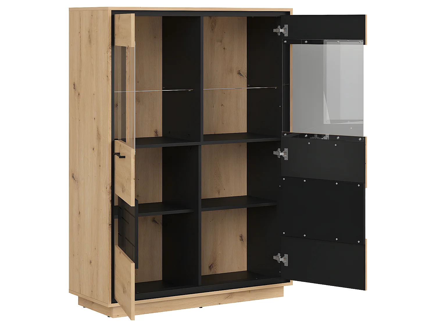 Vajillero 2 puertas Elijah Madera y Negro