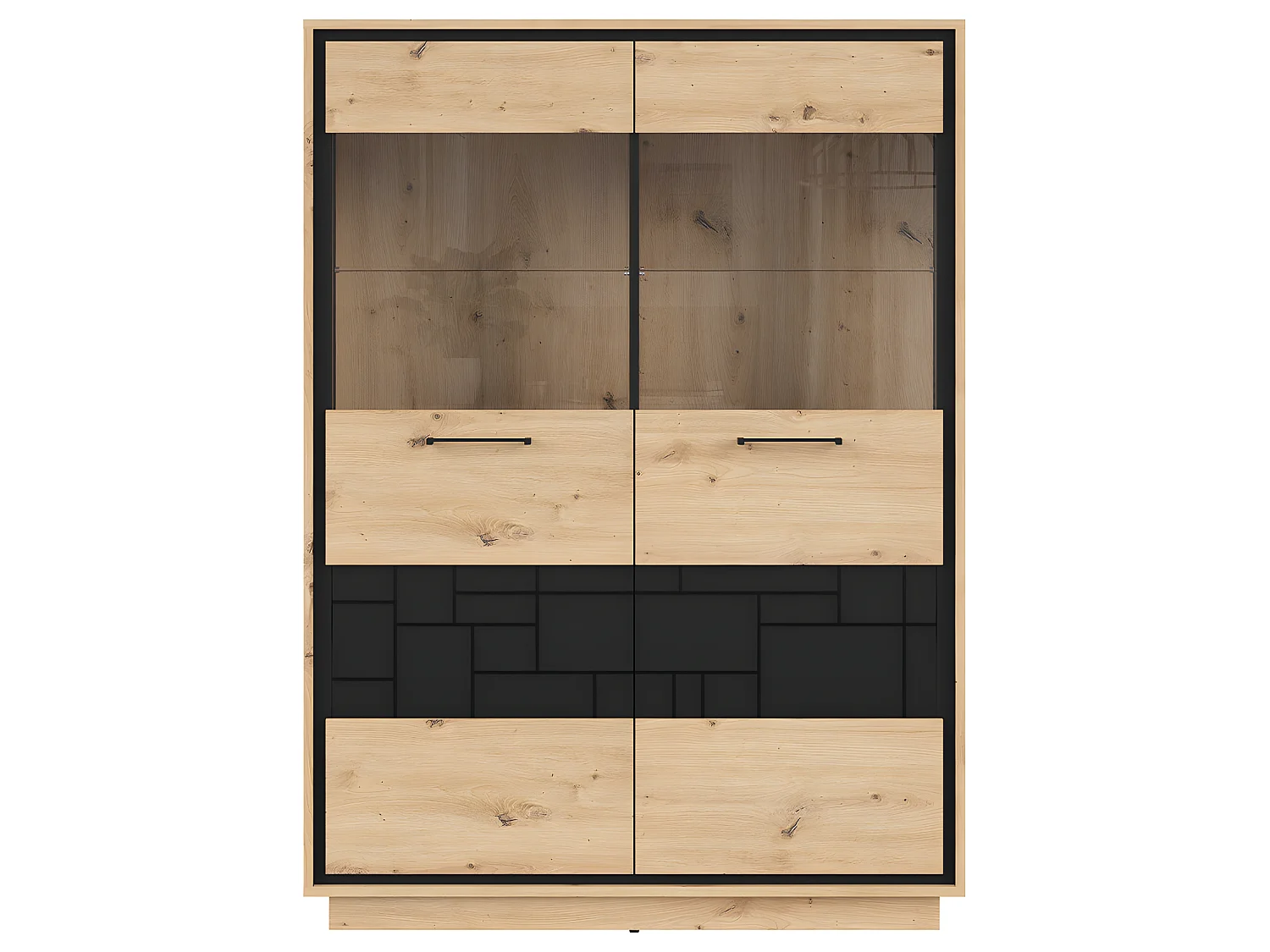 Vajillero 2 puertas Elijah Madera y Negro