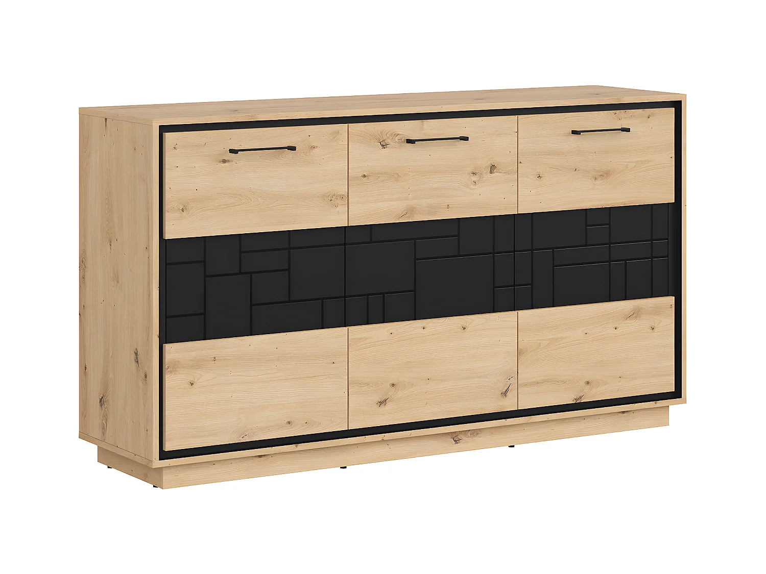 Buffet 3 portes Elijah Bois et Noir