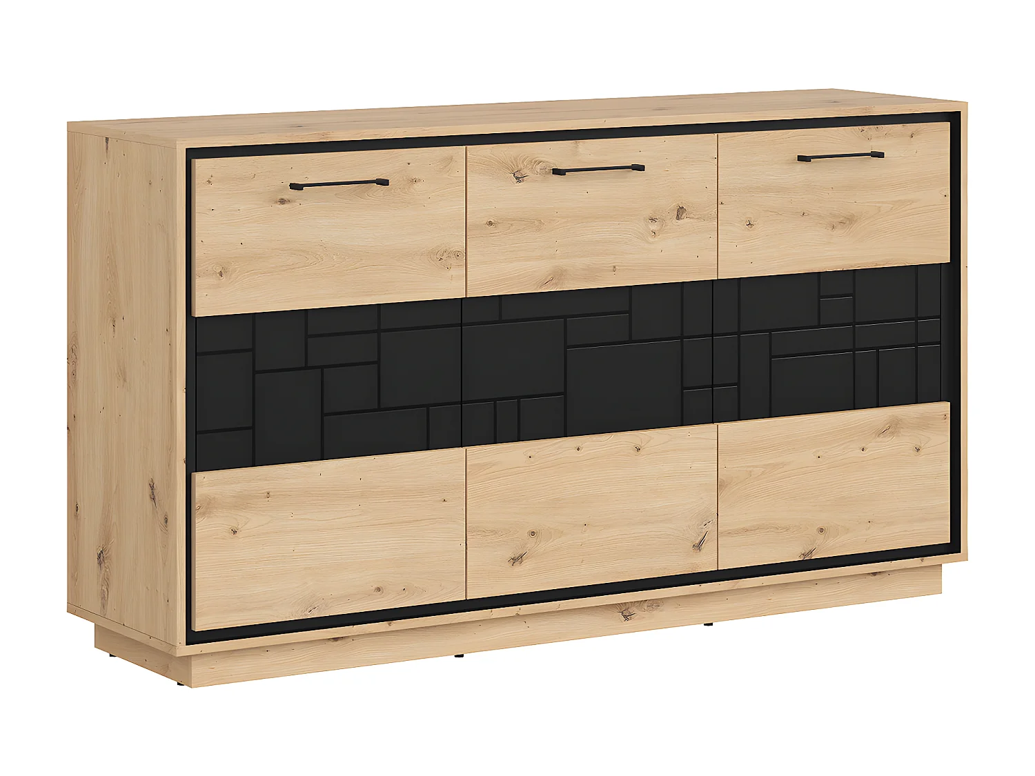 Buffet 3 portes Elijah Bois et Noir
