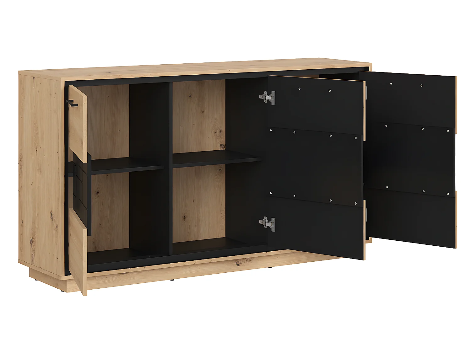 Buffet 3 portes Elijah Bois et Noir