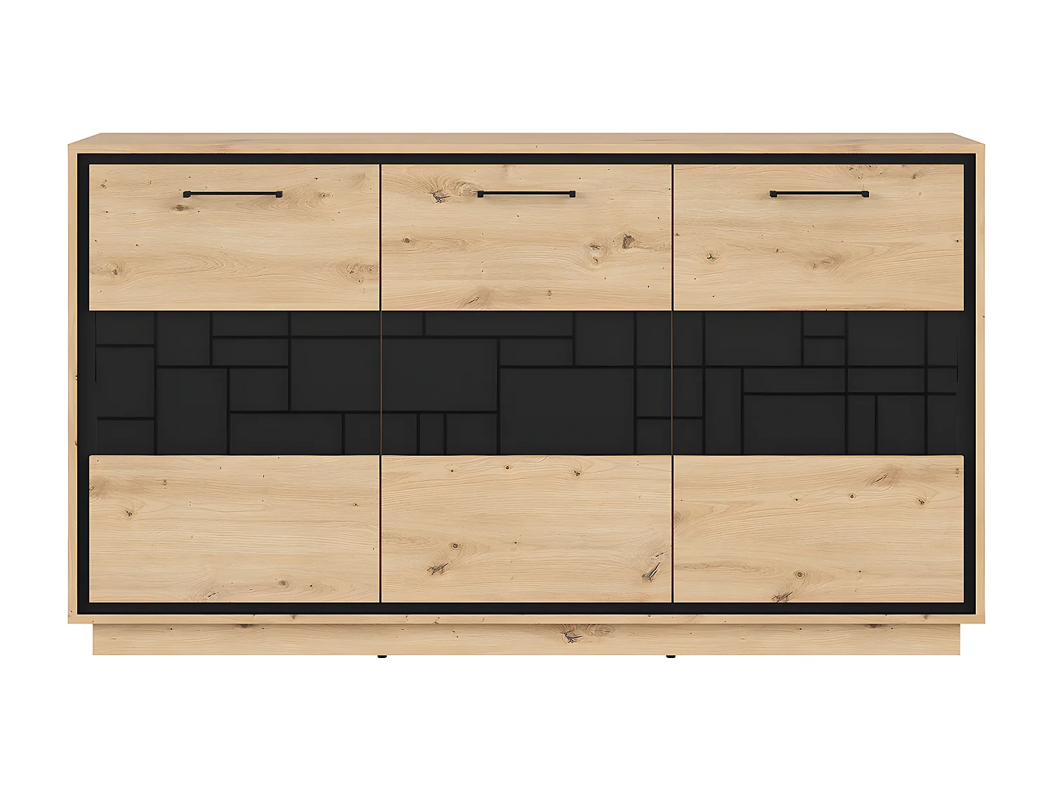 Buffet 3 portes Elijah Bois et Noir