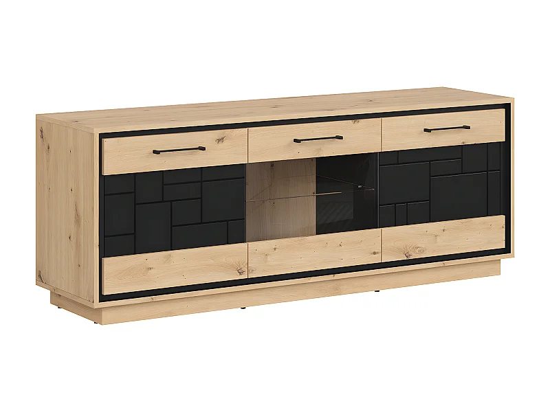 Mueble TV 3 puertas Elijah Madera y Negro