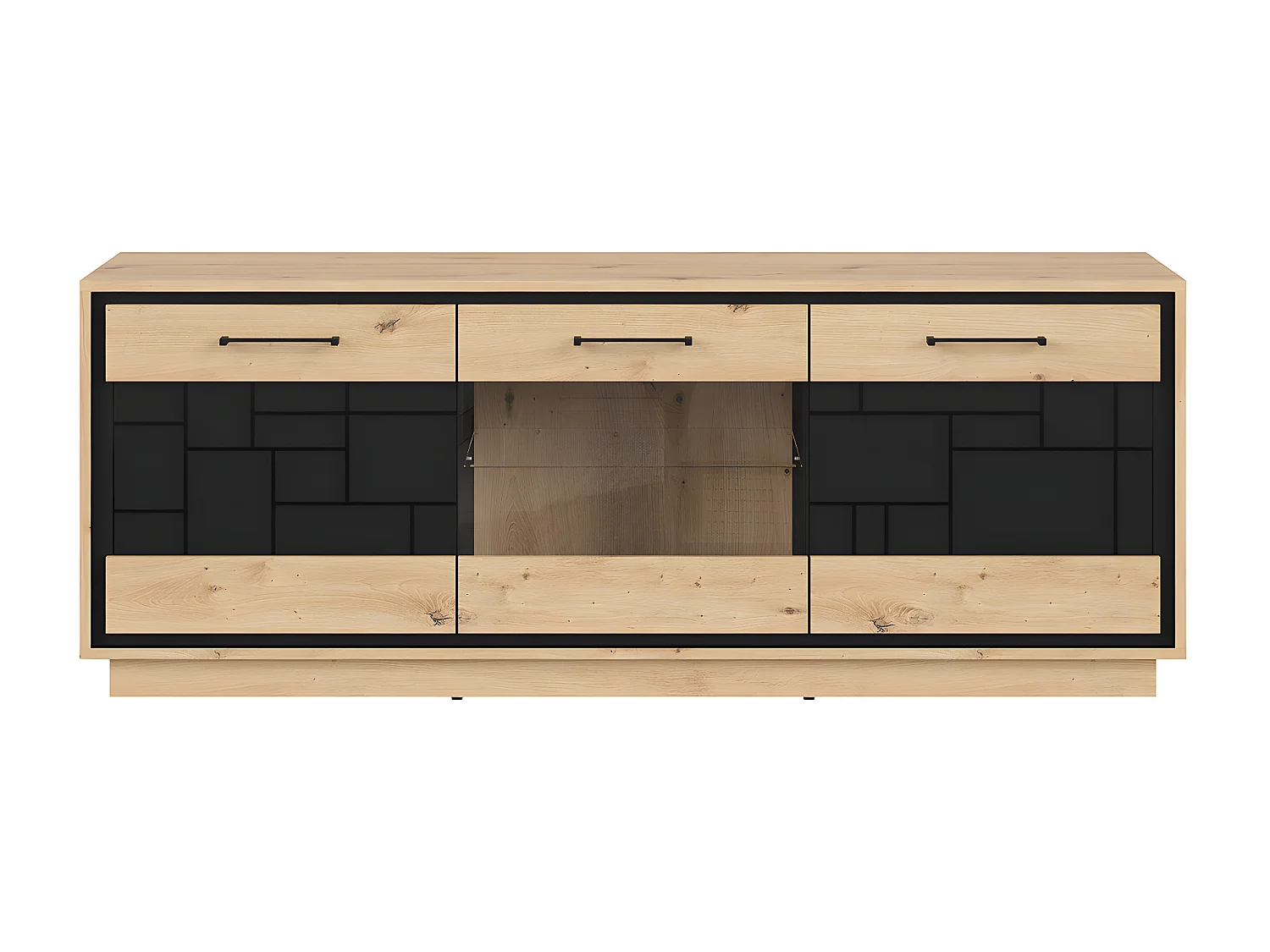 Elijah Wood en Zwart 3-deurs TV-meubel