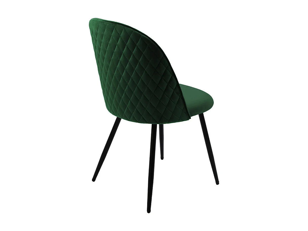 Lot 2 chaises capitonnées velours vert foncé avec pieds métal - FARY