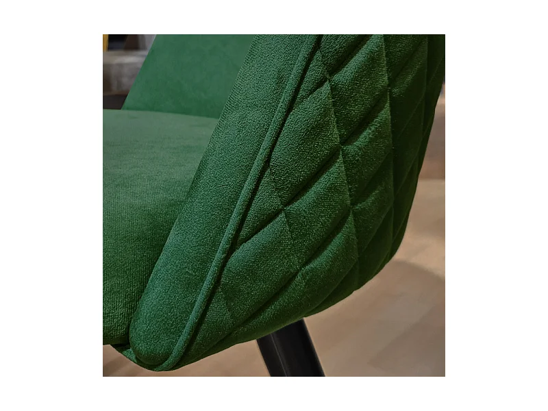 Lot 2 chaises capitonnées velours vert foncé avec pieds métal - FARY