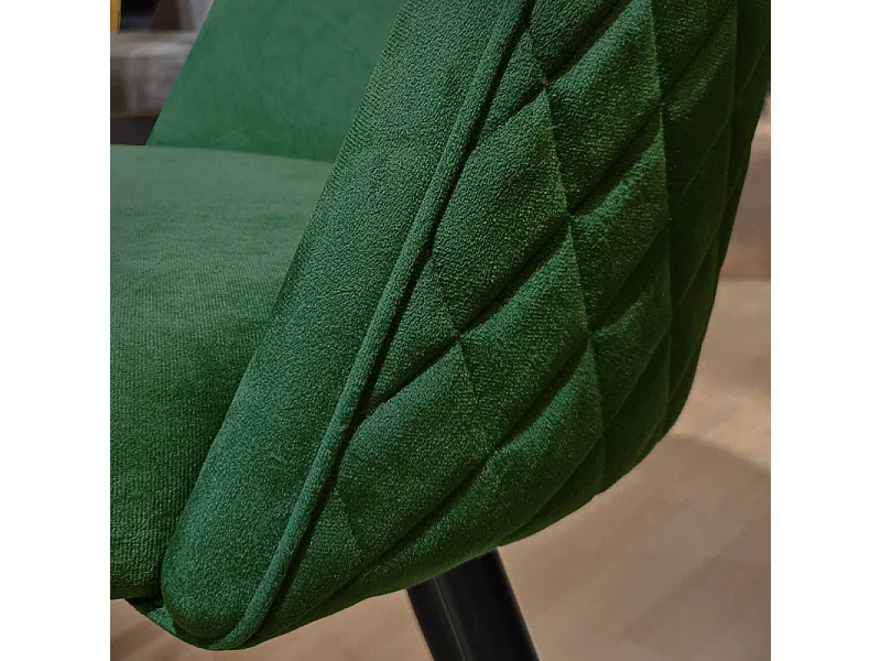 Lot 2 chaises capitonnées velours vert foncé avec pieds métal - FARY
