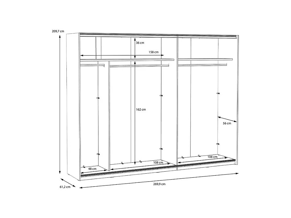 Armoire avec 2 portes coulissantes décor chêne foncé et noir - RIVIERA