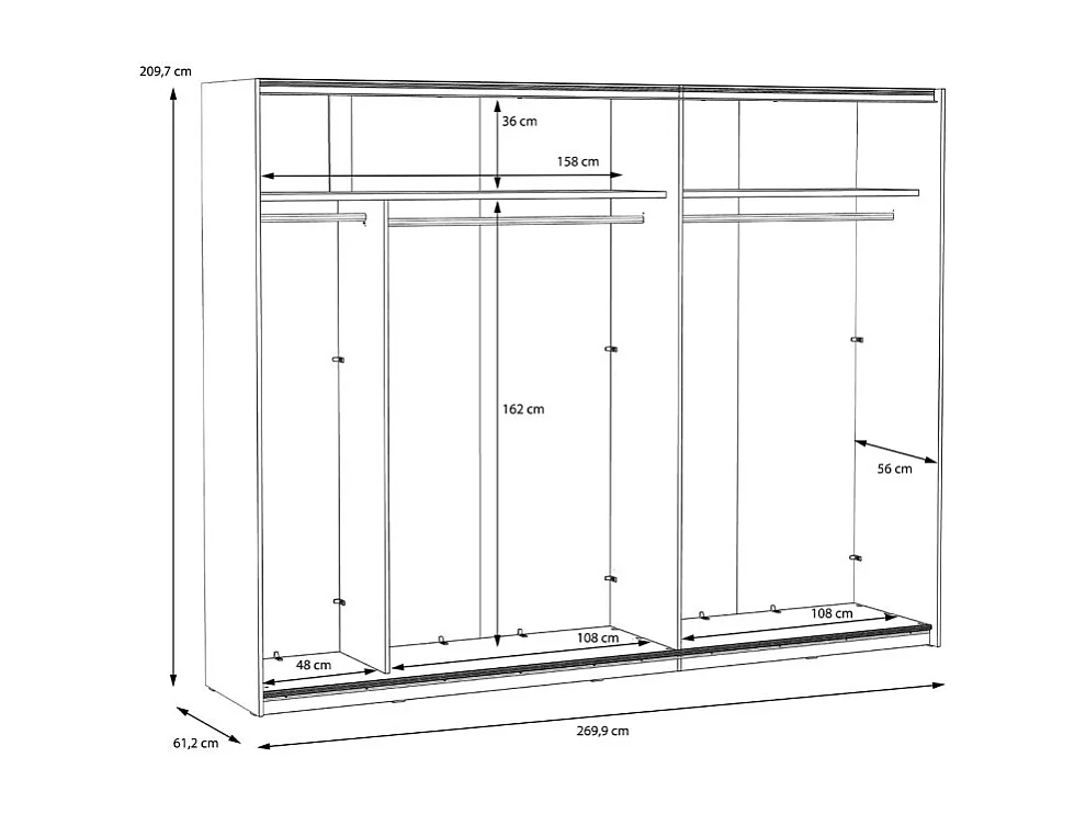 Armoire avec 2 portes coulissantes décor chêne foncé et noir - RIVIERA