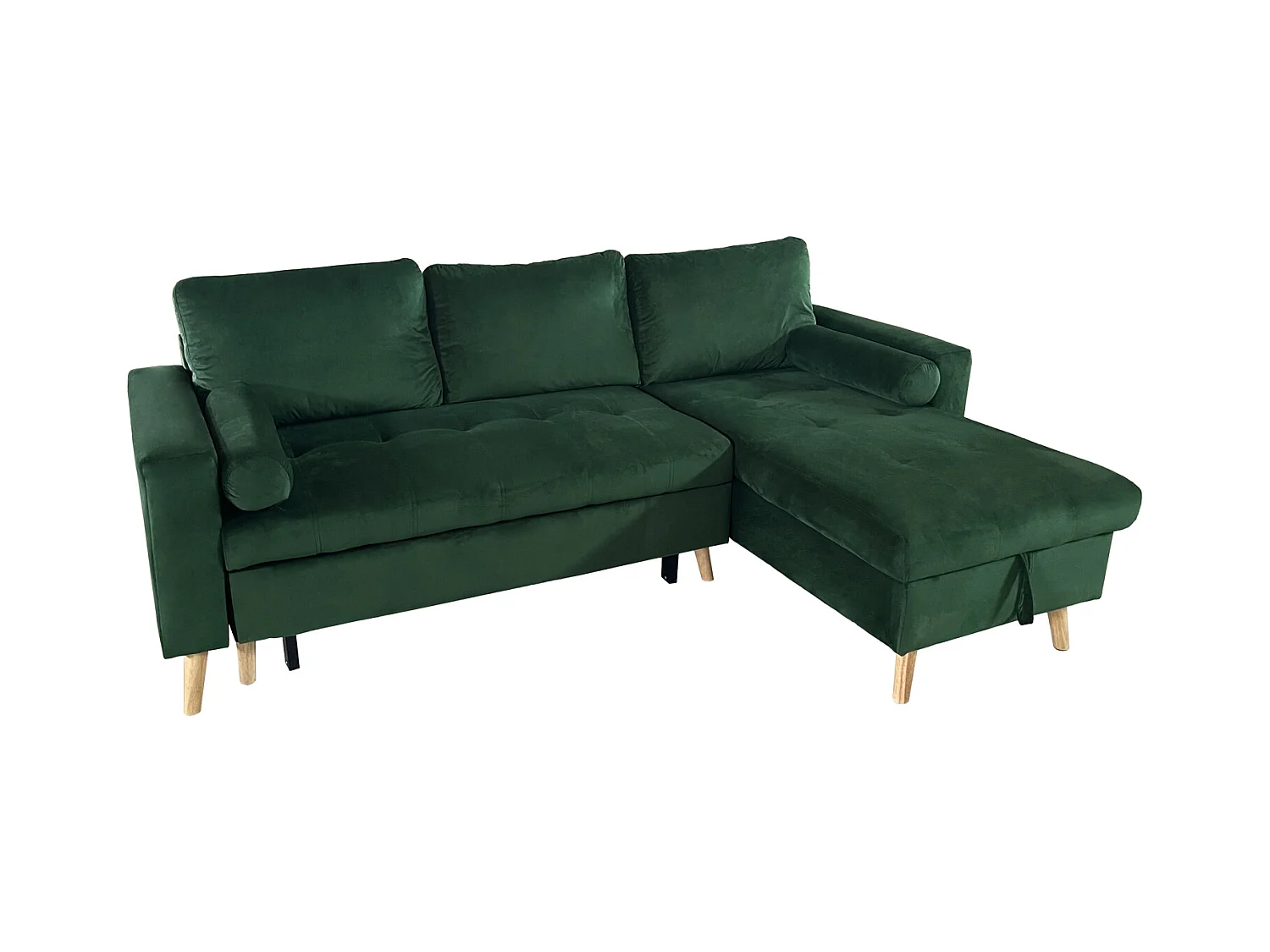 Eck-Couch-Sofa JAMES 3-Sitzer in grünem Velours