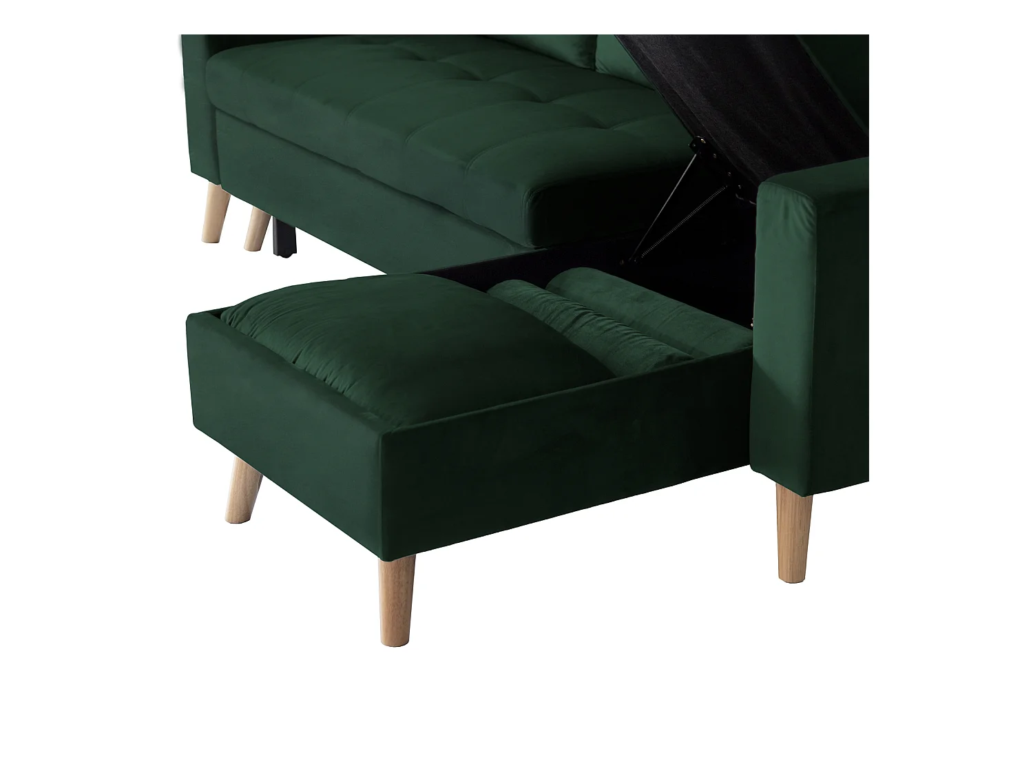 Eck-Couch-Sofa JAMES 3-Sitzer in grünem Velours