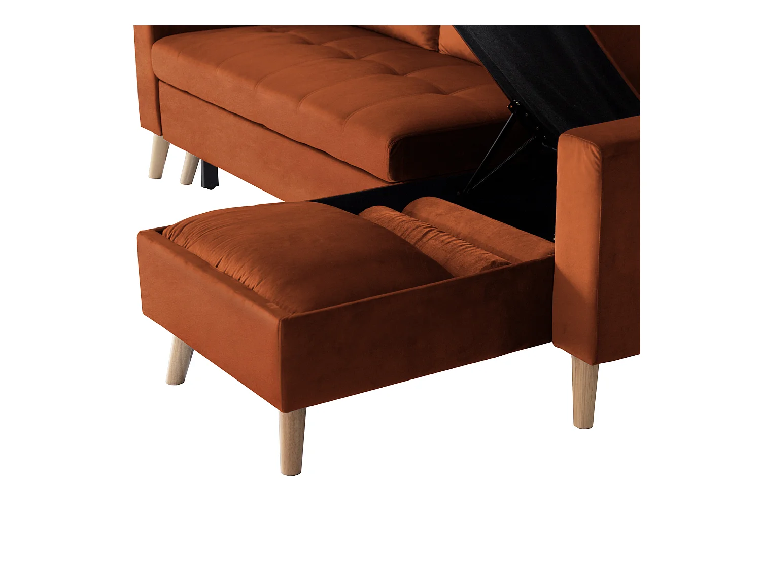 Canapé d'angle convertible JAMES 3 places en velours terracotta - HAPPY GARDEN