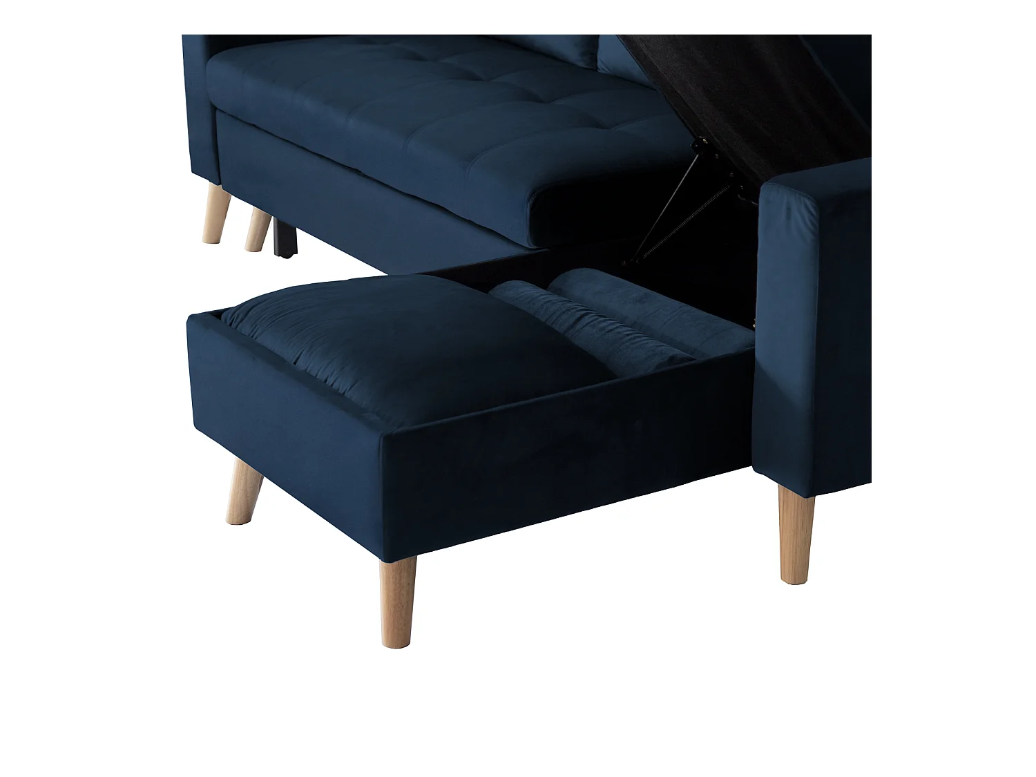 Canapé d'angle convertible JAMES 3 places en velours bleu - HAPPY GARDEN