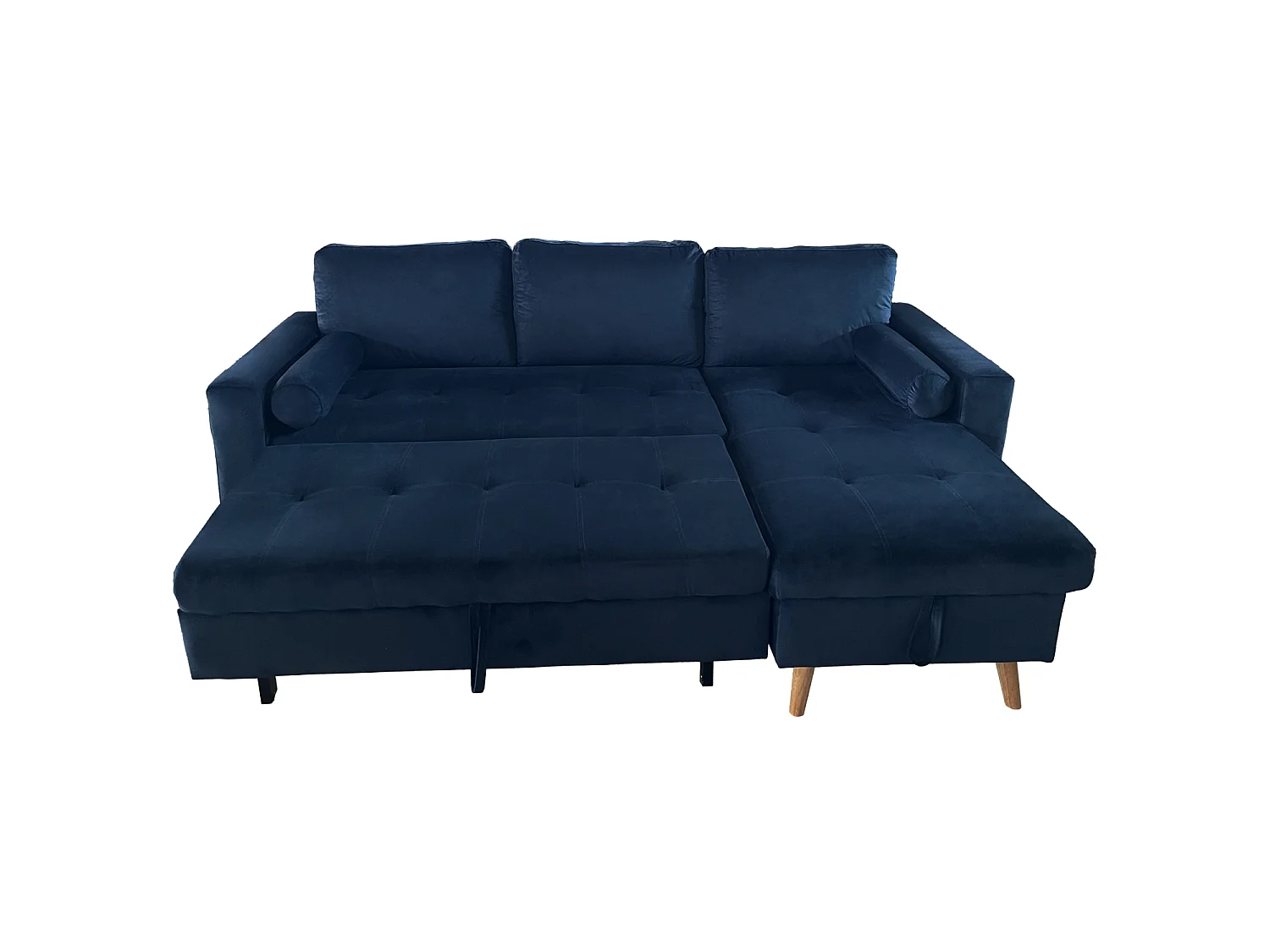 JAMES 3 zits hoekbank in blauw fluweel