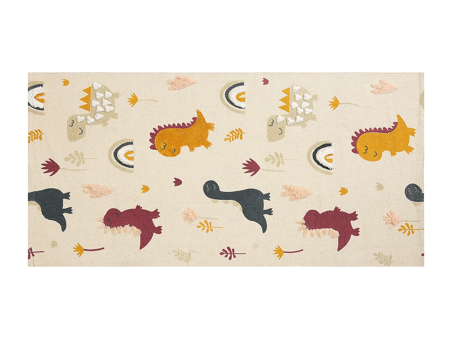 Vloerkleed dinosaurus katoen meerkleurig 80 x 150 cm TIOP