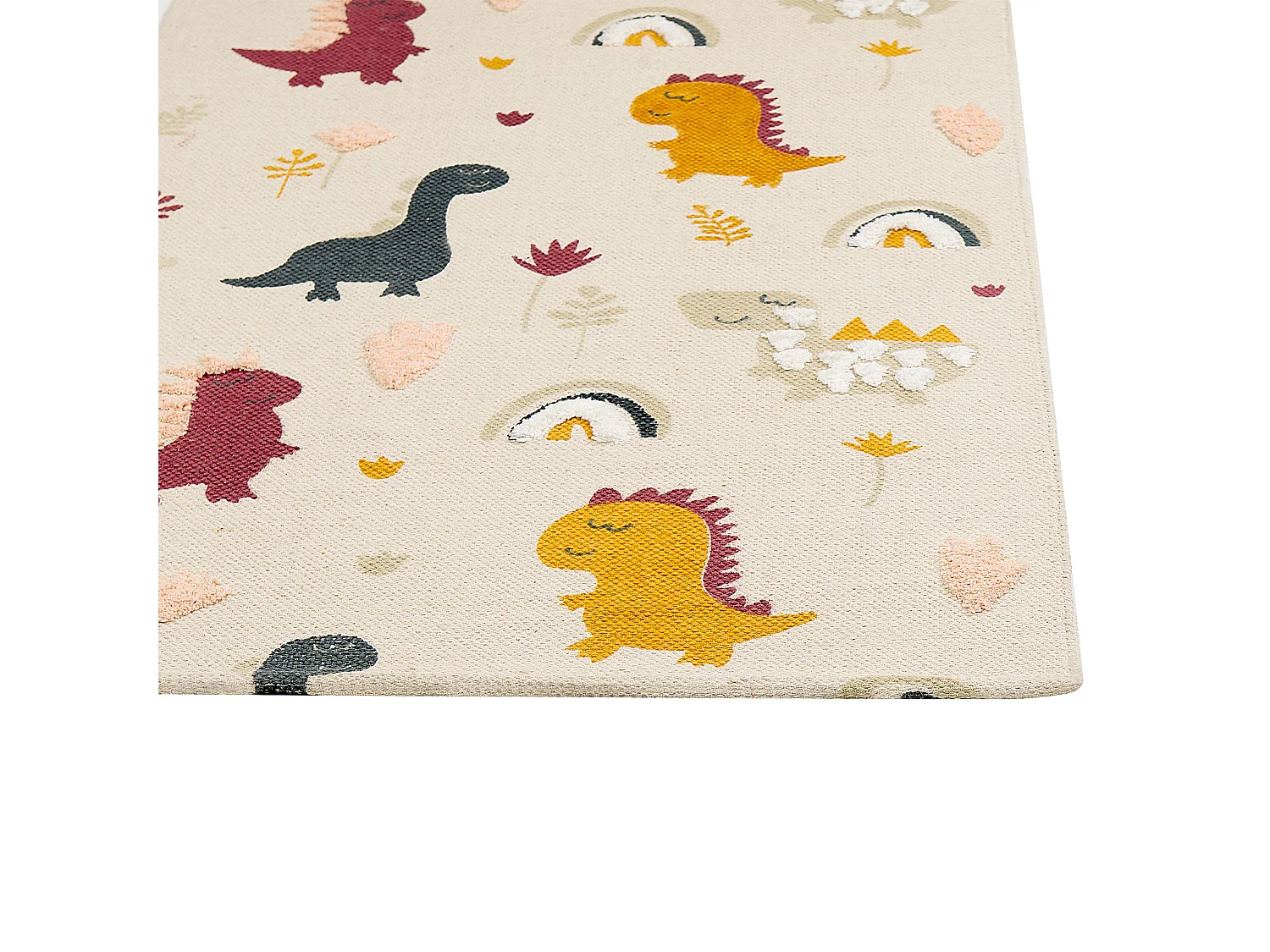 Tapete em algodão multicolor com padrão de dinossauros 80 x 150 cm TIOP