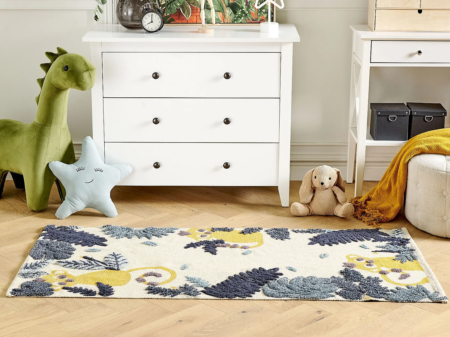 Kinderteppich Baumwolle mehrfarbig 80 x 150 cm Tiermuster NAIBOS