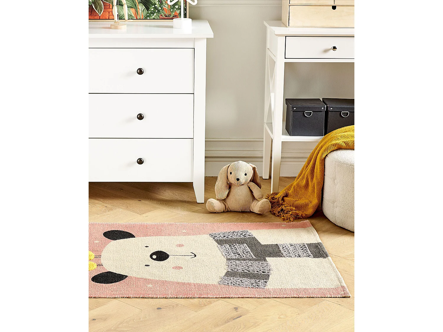 Tapis enfant imprimé ours en coton 80 x 150 cm multicolore TAPAK