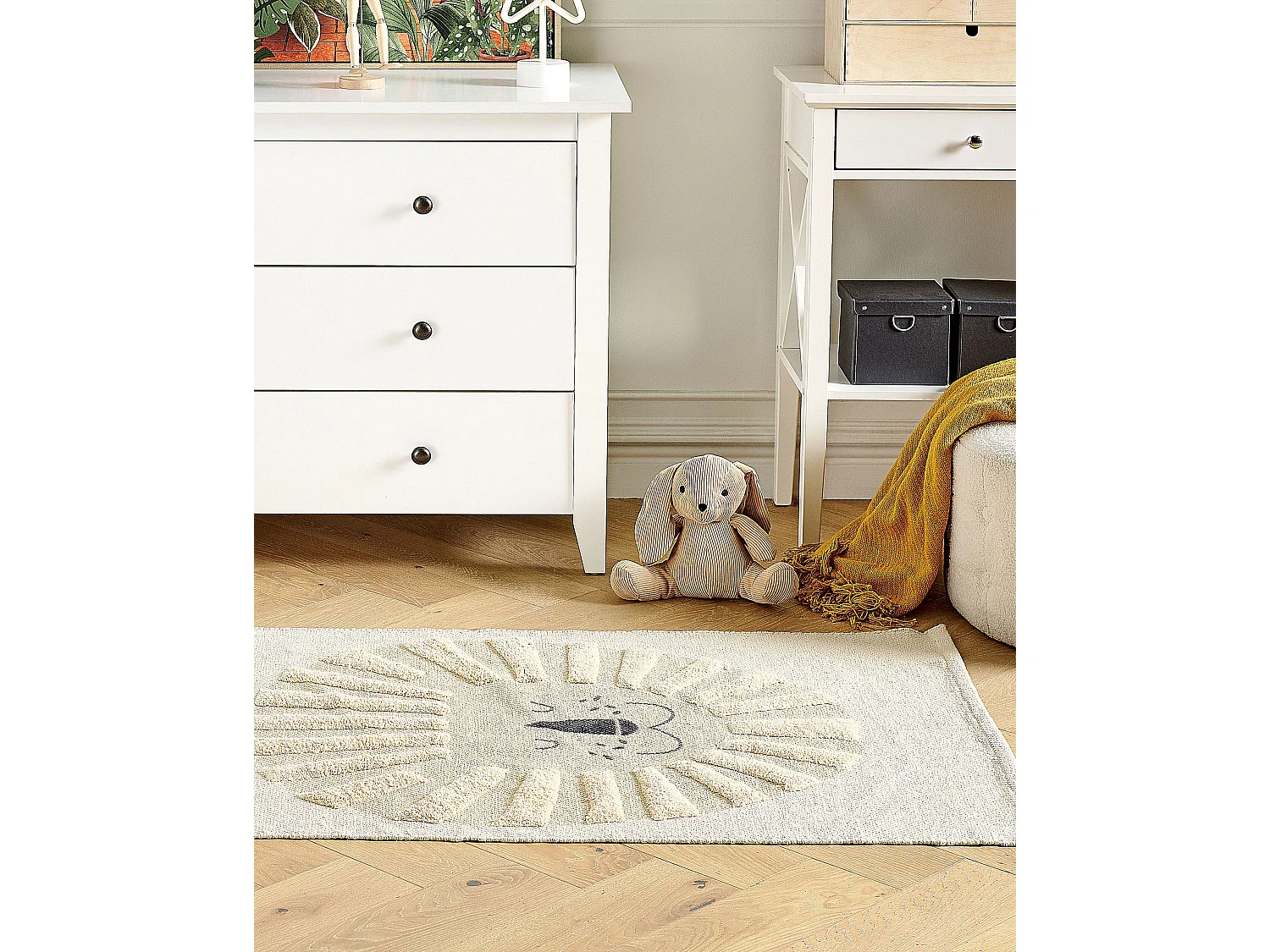 Vloerkleed leeuw katoen beige 80 x 150 cm BALARI
