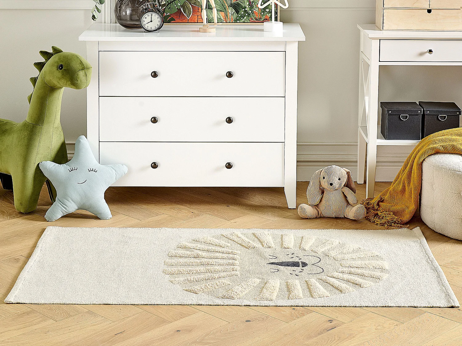 Vloerkleed leeuw katoen beige 80 x 150 cm BALARI
