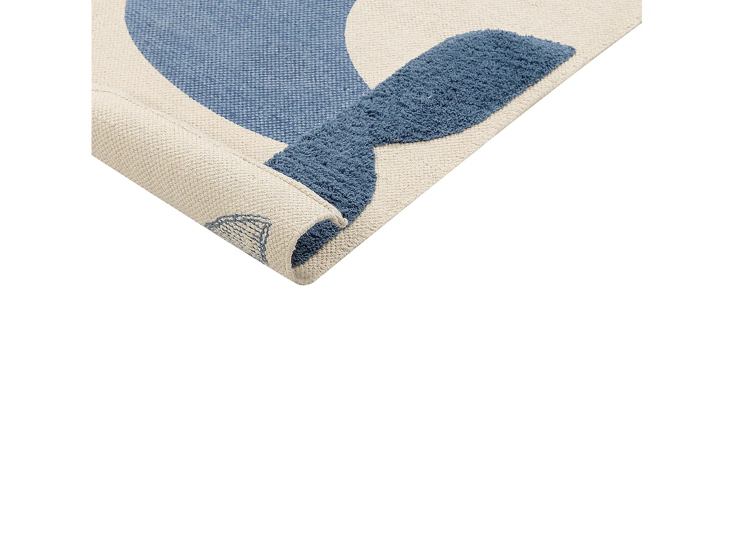 Vloerkleed walvis katoen beige/blauw 80 x 150 cm SELAI