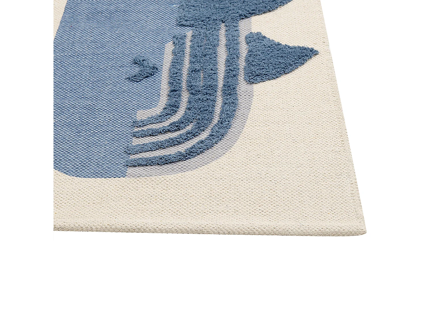 Vloerkleed walvis katoen beige/blauw 80 x 150 cm SELAI