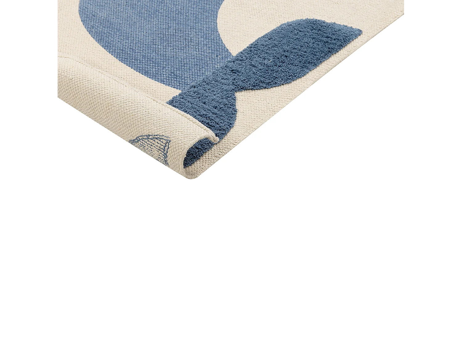 Vloerkleed walvis katoen beige/blauw 80 x 150 cm SELAI