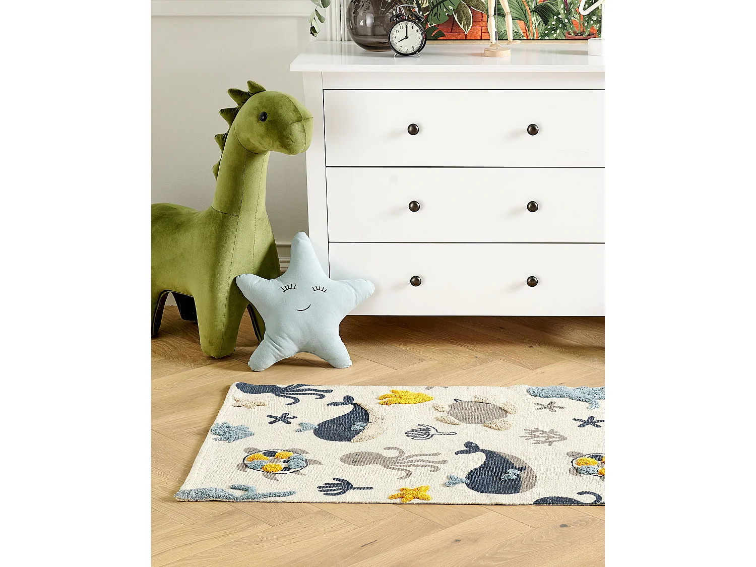 Tapis enfant imprimé animal en coton 80 x 150 cm multicolore PORSEA